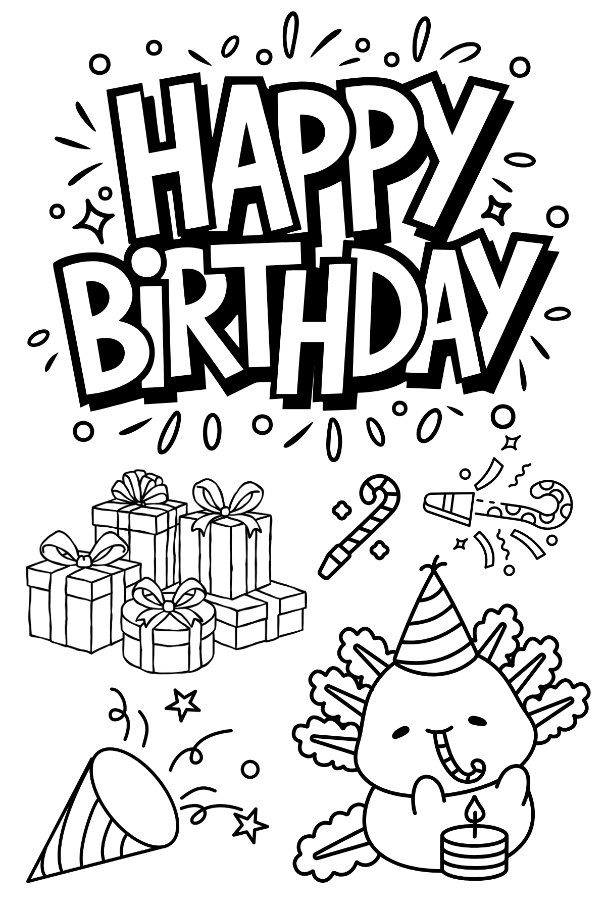 Happy Birthday Coloring Sticker Book