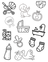 Load image into Gallery viewer, BOY Baby Shower Coloring Sticker Book