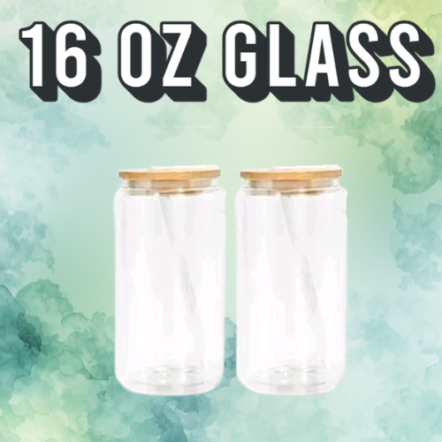 16 oz Glass Cup with bamboo lid