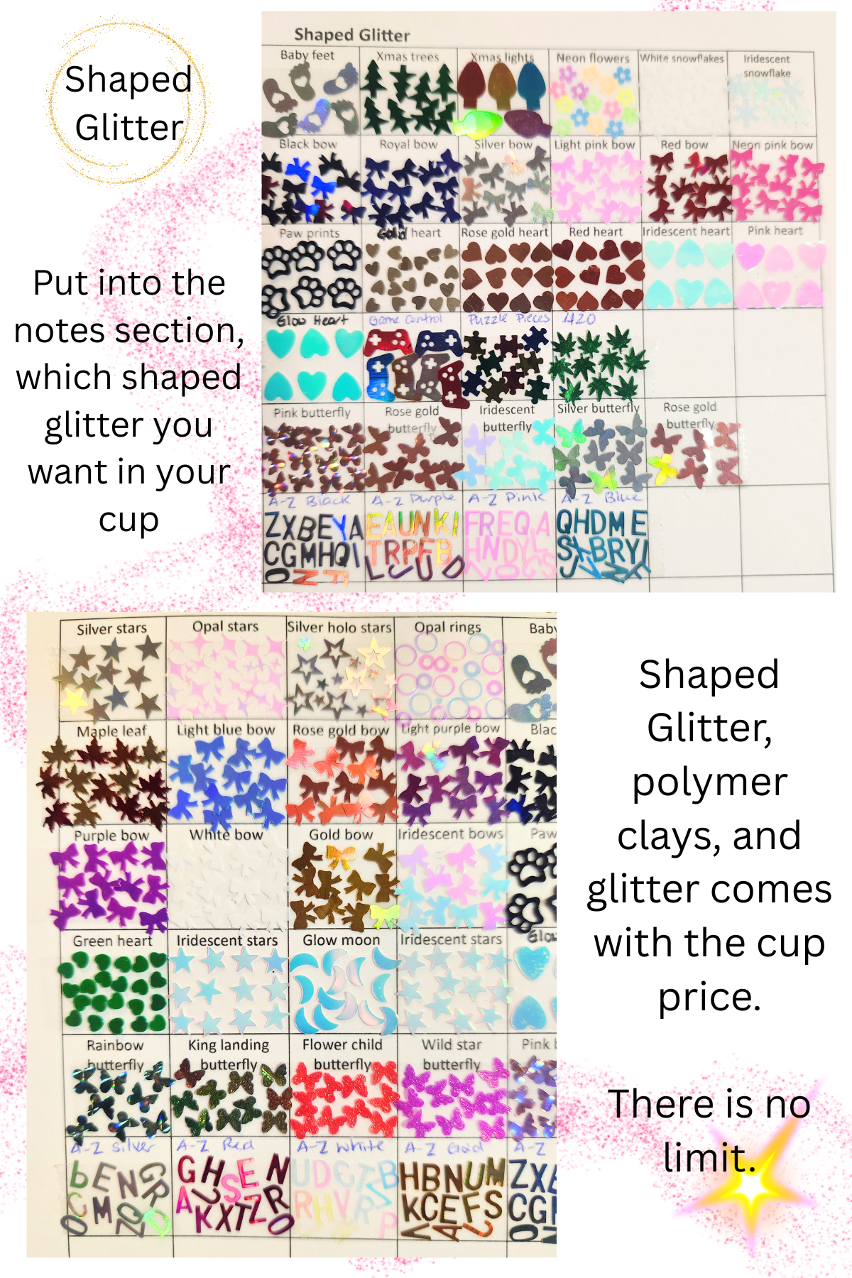 Shaped Glitter and Polymer Clays (REFERENCE ONLY)