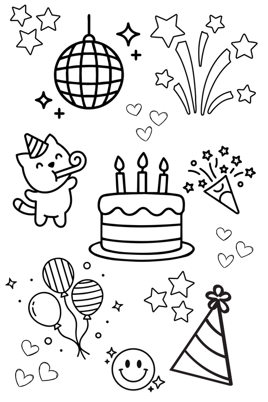 Happy Birthday Coloring Sticker Book