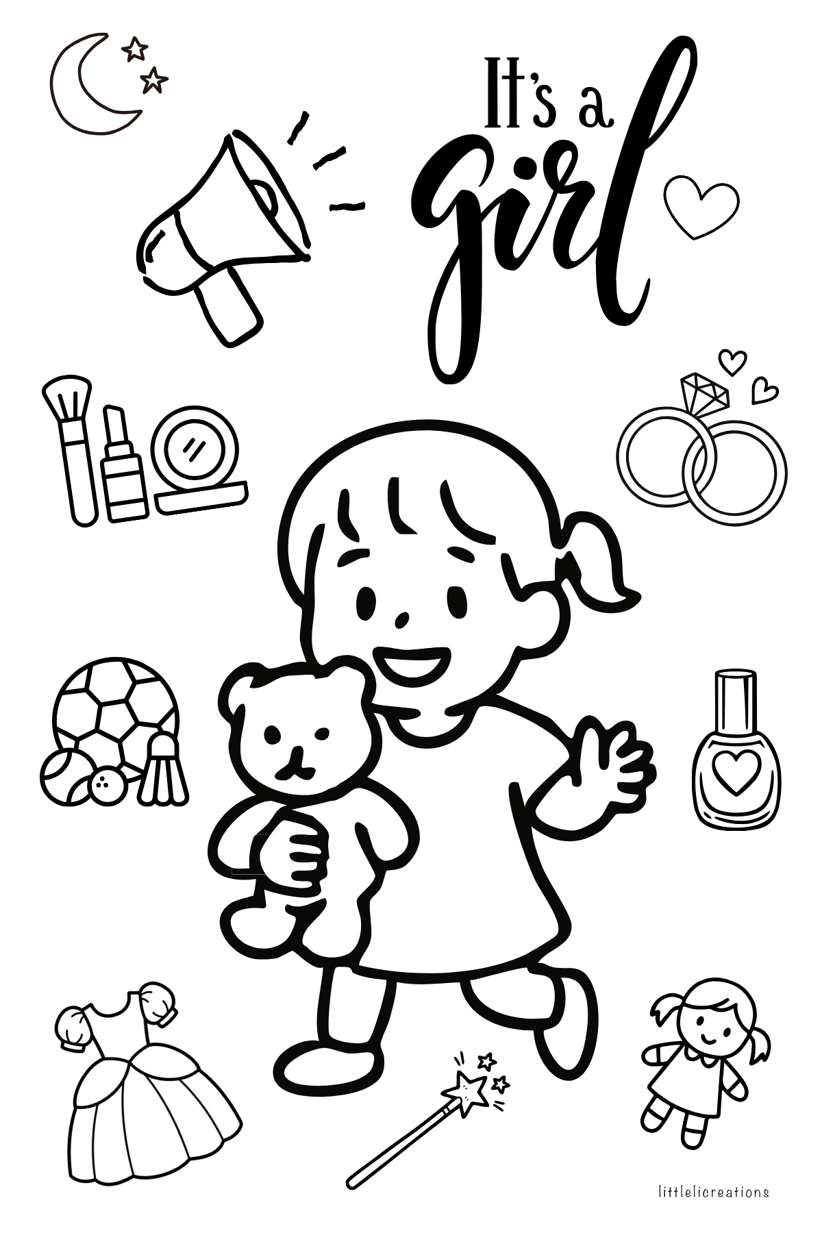 GIRL Baby Shower Coloring Sticker Book