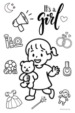 Load image into Gallery viewer, GIRL Baby Shower Coloring Sticker Book
