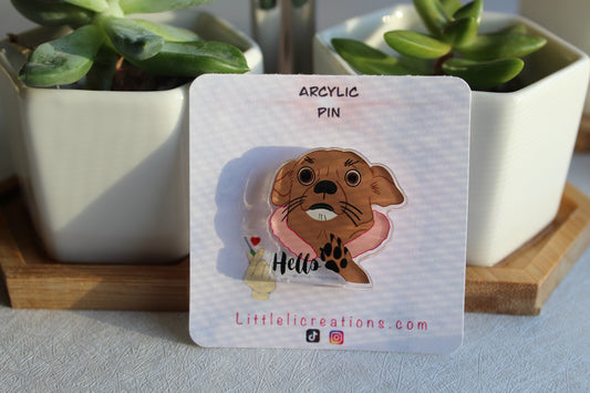 Little Hello Dog Pin